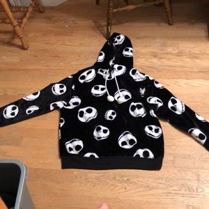 Black Skull Patterned Poncho Sweater